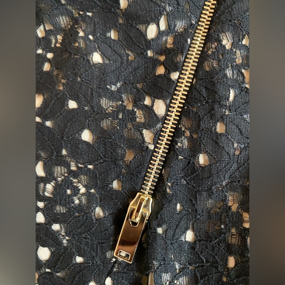 Stella McCartney Long Sleeve Black Lace Dress with Gold Zipper Accents - Picture 5 of 9